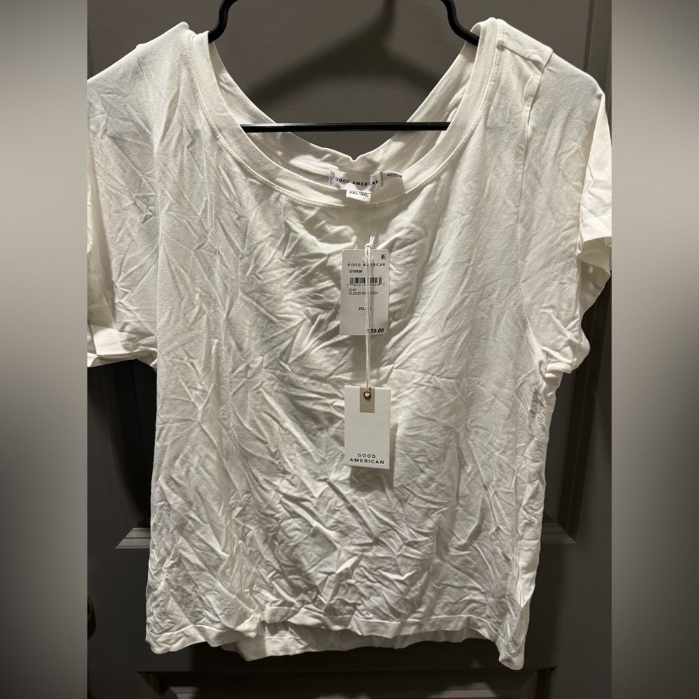 Good American White Short Sleeve Crewneck Tee